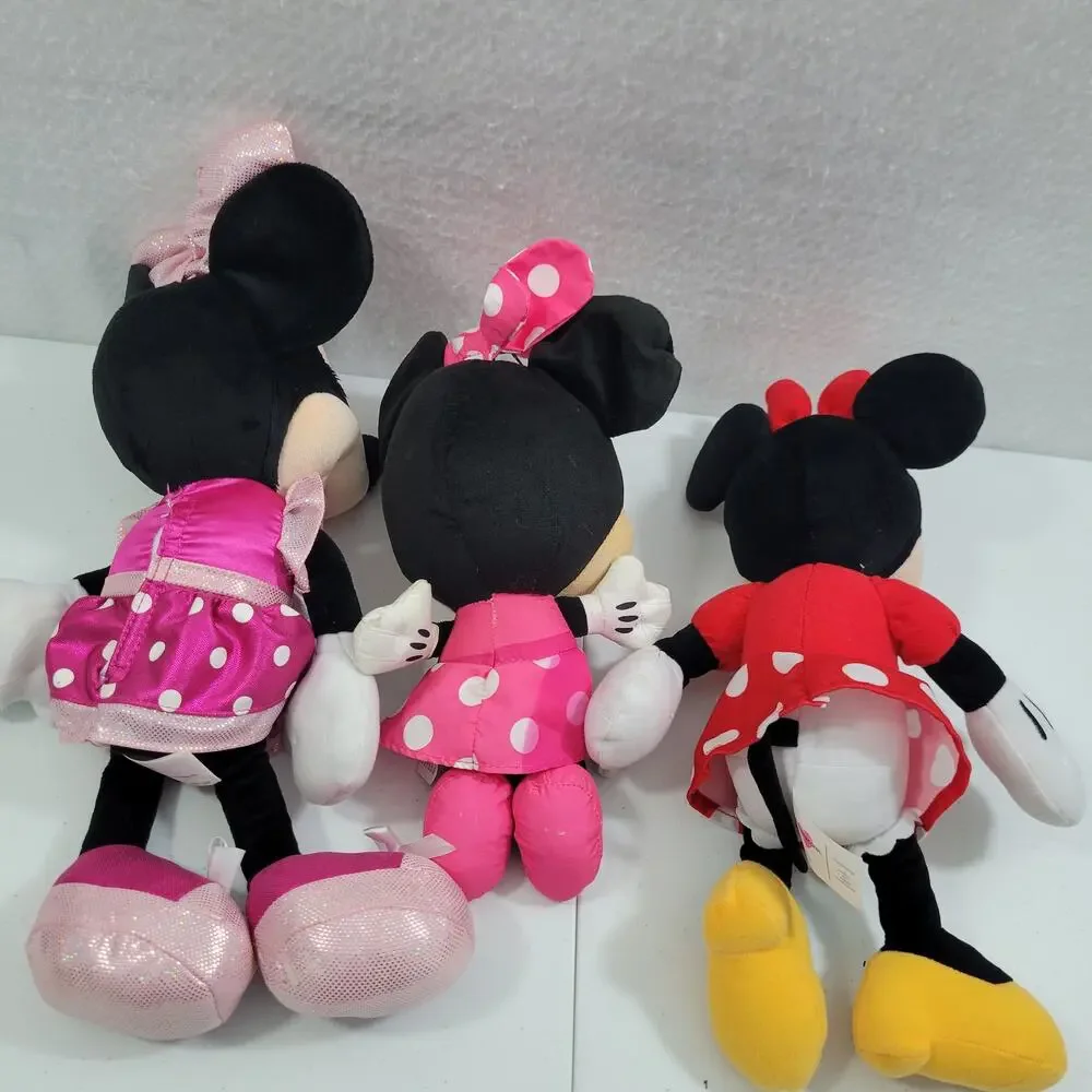 Disney Minnie Mouse Lot of 3 Plush Stuff Animal/ 2 in Pink are Talkers 9423-2PL1